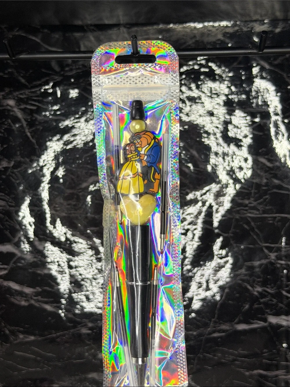 Beauty and the Beast Focal Bead Pen  Black and Blue Ink